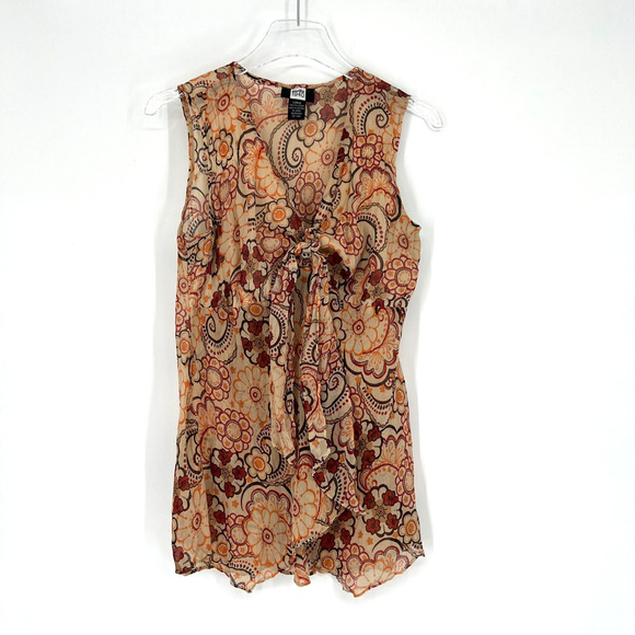 Vtg Studio 1940 Top Womens L Empire Waist Y2K 90s Floral Boho Fairy Hippie - Picture 1 of 8